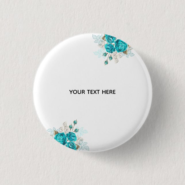 Create Your Own Blue Rose Elegant 3 Cm Round Badge (Front)