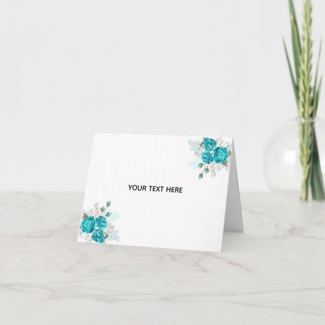 Create Your Own Blue Rose Elegant Card (Front)
