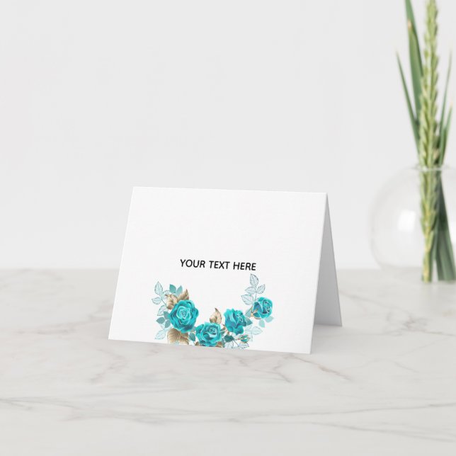 Create Your Own Blue Rose Elegant Card (Front)