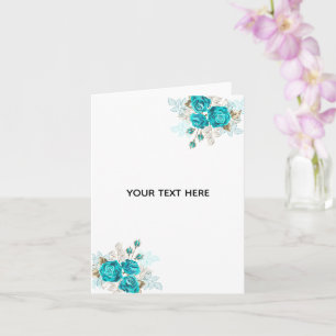 Create Your Own Blue Rose Elegant Card