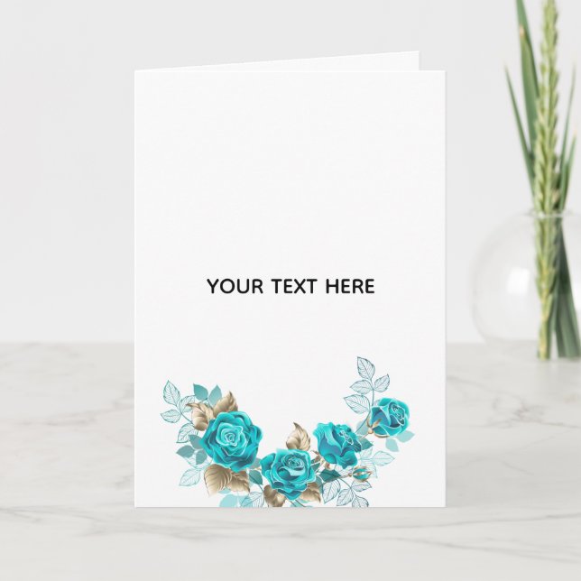 Create Your Own Blue Rose Elegant Card (Front)