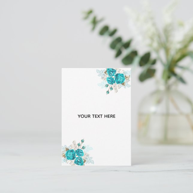 Create Your Own Blue Rose Elegant Enclosure Card (Standing Front)