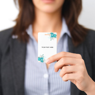 Create Your Own Blue Rose Elegant ID Badge