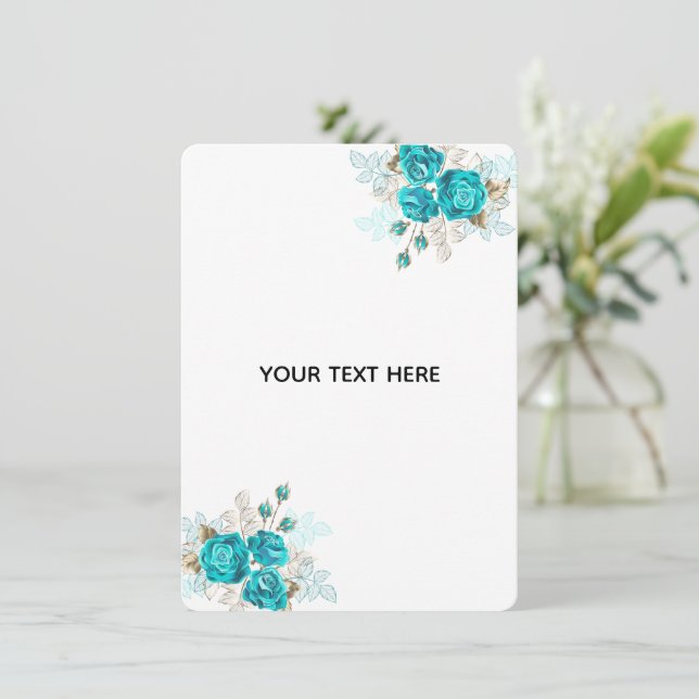 Create Your Own Blue Rose Elegant Invitation (Standing Front)
