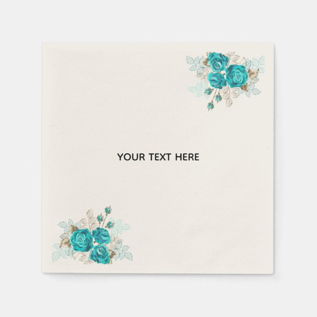 Create Your Own Blue Rose Elegant Napkin (Front)