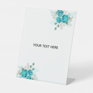 Create Your Own Blue Rose Elegant Pedestal Sign