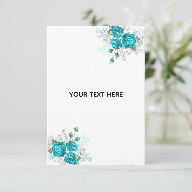 Create Your Own Blue Rose Elegant RSVP Card (Standing Front)