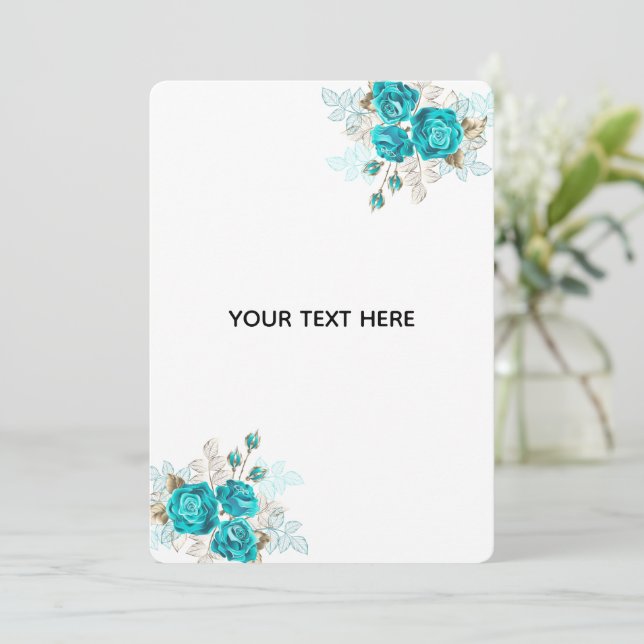 Create Your Own Blue Rose Elegant Save The Date (Standing Front)