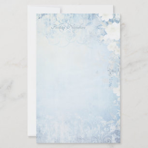 Create Your Own Blue Shabby Chic Apple Blossoms Stationery