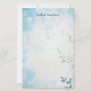 Create Your Own Blue Shabby Chic Leaves Stationery