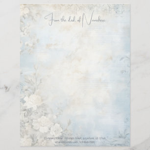 Create Your Own Blue Shabby Chic White Tea Roses Custom Letterhead