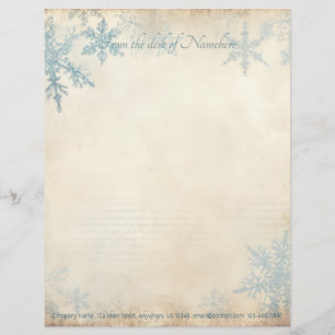 Create Your Own Blue Snowflakes Yule Parchment Custom Letterhead
