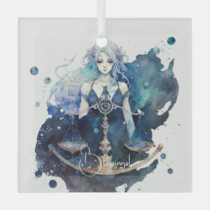 Create Your Own Blue & Teal Libra Zodiac Glass Tree Decoration
