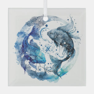 Create Your Own Blue & Teal Pisces Zodiac Glass Tree Decoration