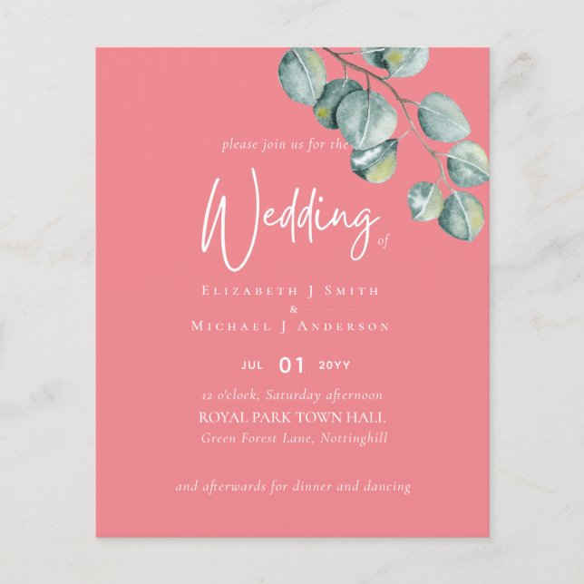 Create Your Own BLUSHROSE Eucalyptus Wedding Flyer (Front)