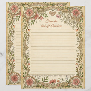 Create Your Own Boho Coral Floral Deco Note Paper Custom Letterhead