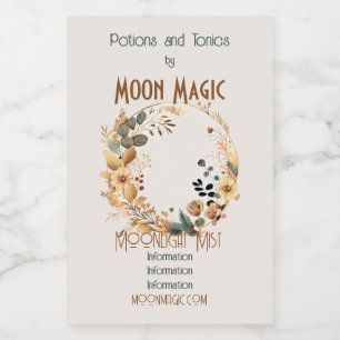 Create Your Own Boho Teal & Gold Floral Moon Wine Label