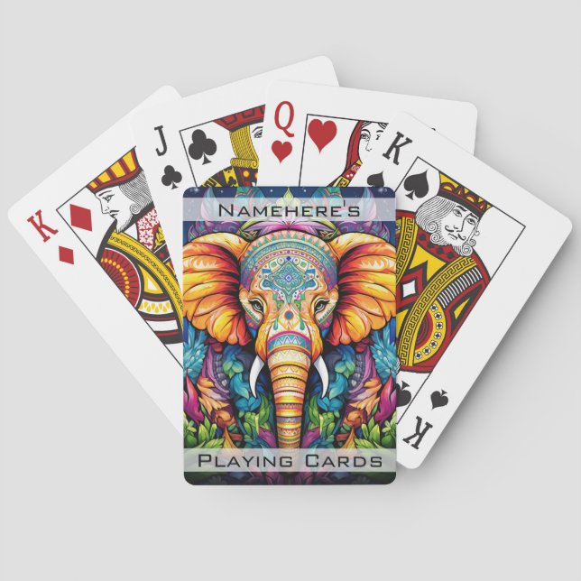 Create Your Own Boho Tribal Elephant Playing Cards (Back)