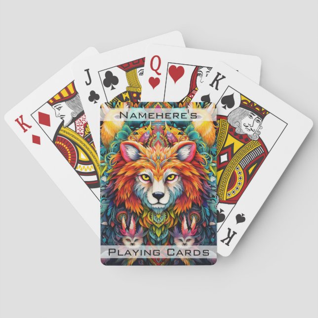 Create Your Own Boho Tribal Wolf Playing Cards (Back)