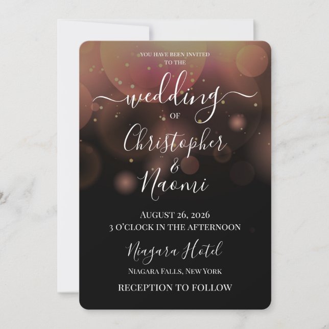 Create Your Own Bokeh Bubbles on Black Invitation (Front)
