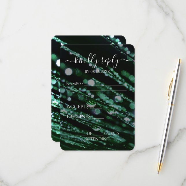 Create Your Own - Bokeh Frosted Branches RSVP Card (Front/Back In Situ)