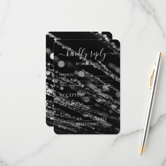 Create Your Own - Bokeh Frosted Branches RSVP Card (Front/Back In Situ)