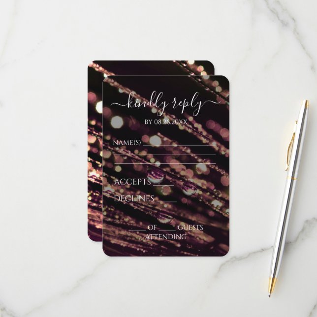 Create Your Own - Bokeh Frosted Branches RSVP Card (Front/Back In Situ)