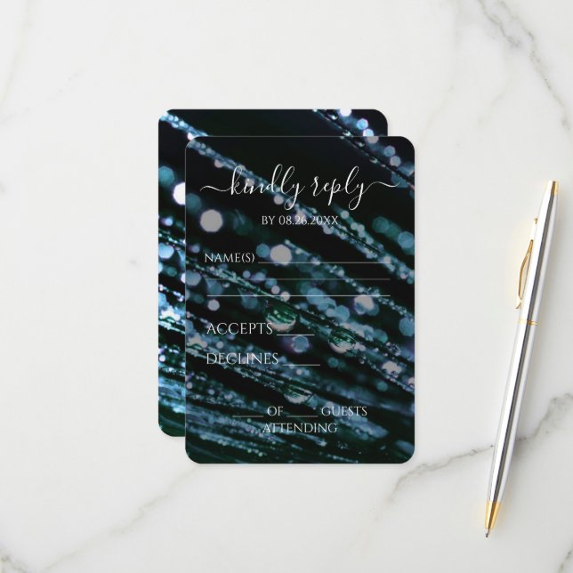 Create Your Own - Bokeh Frosted Branches RSVP Card (Front/Back In Situ)