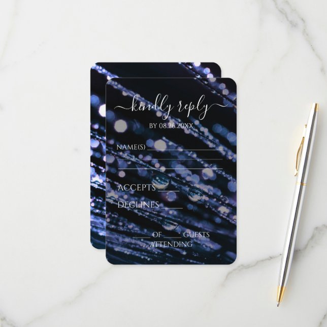 Create Your Own - Bokeh Frosted Branches RSVP Card (Front/Back In Situ)