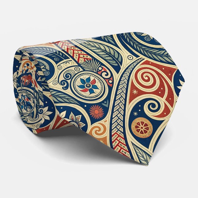Create Your Own Bold Festive Tribal Summer Tie (Rolled)