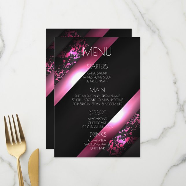Create Your Own - Bold Pink Corners Menu (Front/Back In Situ)