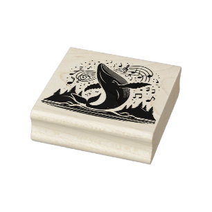 Create Your Own Breaching Humpback Whale Song Rubber Stamp