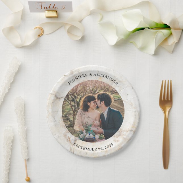 Create your own bride and groom photo wedding paper plate (Wedding)