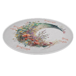 Create Your Own Bright Sunset Floral Crescent Moon Cutting Board