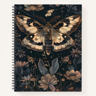 Create Your Own Brown Gold Moth Floral Notebook
