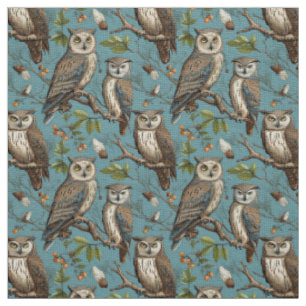 Create Your Own Brown Owls Blue Fabric