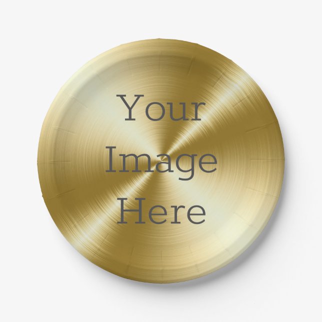 Create Your Own Brushed Radial 14k Gold Metallic Paper Plate (Front)