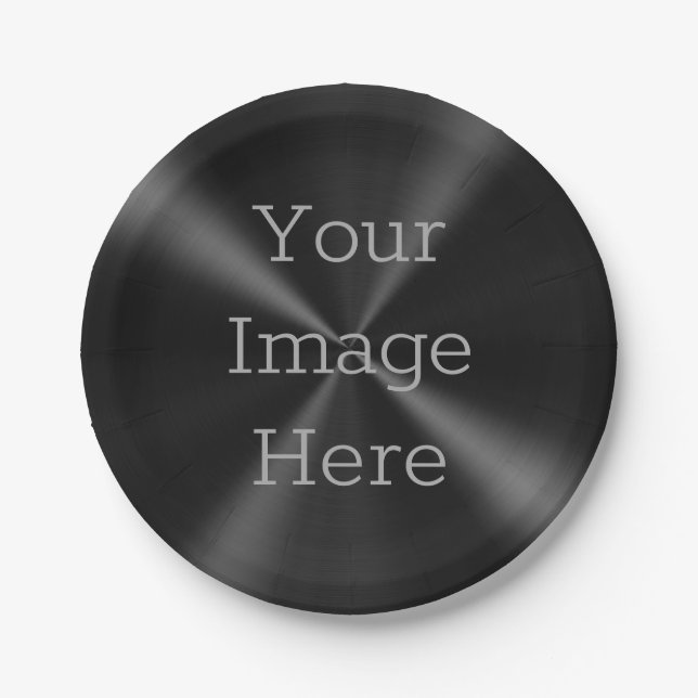 Create Your Own Brushed Radial Jet Black Metal Paper Plate (Front)