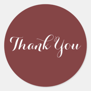 Create Your Own Burgundy Thank You Classic Round Sticker