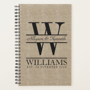 Create Your Own Burlap Retro Logo Monogram Planner