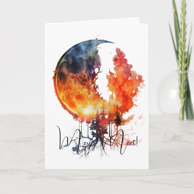Create Your Own Burning Moon Tree Card (Front)