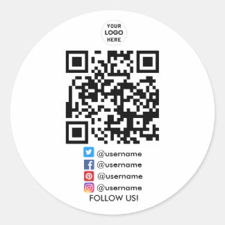 Create Your Own Business Social Media QR Code Classic Round Sticker