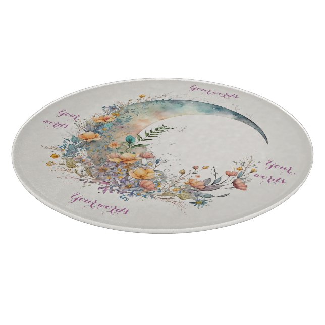 Create Your Own Buttercups Floral Crescent Moon Cutting Board (Corner)