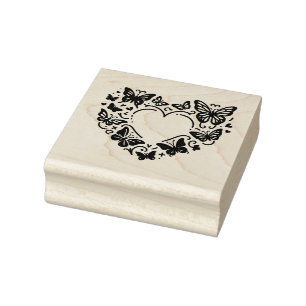 Create Your Own Butterflies Love Heart Rubber Stamp
