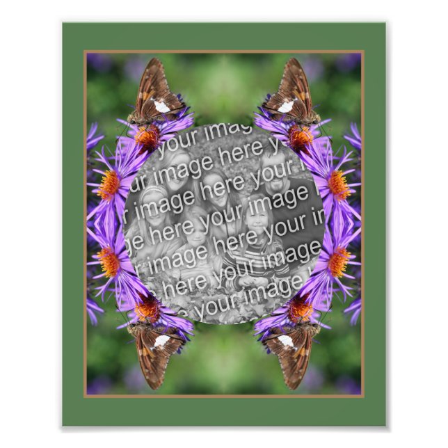 Create Your Own Butterfly On Aster Flower Frame  Photo Print (Front)
