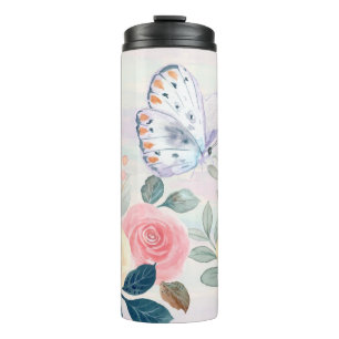 Create Your Own Butterfly & Roses Thermal Tumbler