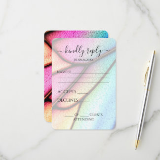 Create Your Own Butterfly Wing Closeup Wedding RSVP Card