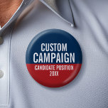 Create Your Own Campaign - Red Blue Classic 6 Cm Round Badge<br><div class="desc">Are you looking for election materials that you can personalise? This traditional design is easy to personalise. Add your name or your favourite candidate to make custom political gear.</div>