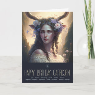 Create Your Own Capricorn Sun Sign Zodiac Goddess Holiday Card