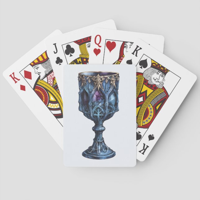 Create Your Own Carved Gothic Blue Stone Chalice Playing Cards (Back)